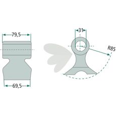 Breaker hammer 79.5/69.5 mm, 31mm