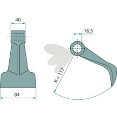 Breaker hammer 40/84mm, hole 16.5mm