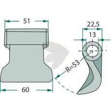 Breaker hammer 51/60mm, 13mm hole