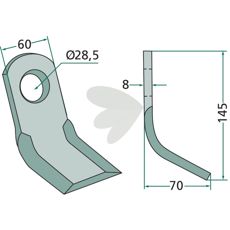 Y-beater Sauerburger 60X145mm, hole 28.5mm