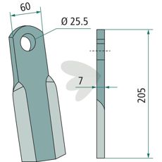 Beater knife Seko hole 25.5 mm