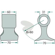 Hammer beater 60/70mm, hole 31mm