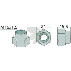 Nut M16x1.5 mm