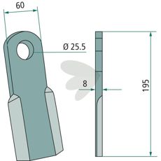 Beater knife Sovema, Sicma (Miglianico) hole 25.5 mm
