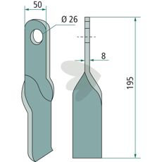 Twisted beater knife Sicma (Miglianico), Sovema hole 26 mm