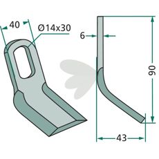 Y-beater 40X90mm hole 14X30mm