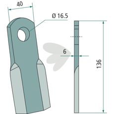 Beater knife Sovema, Sicma (Miglianico) hole 16.5 mm