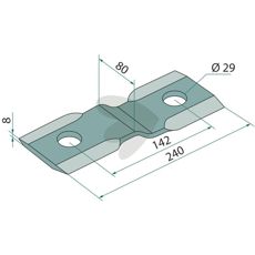 Knife measuring 8X29X80 mm, perfect for cutting work in agriculture.