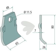Impact knife Spragelse-Mica hole 11.5 mm