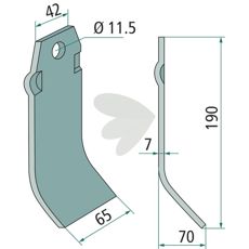 Impact knife Spragelse-Mica hole 11.5 mm