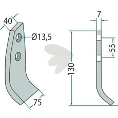 Hammer knife Taarup 75X130mm hole 13.5 mm