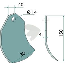 Hammer knife Taarup hole 14 mm