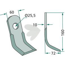 Y-impact Tortella 60X160mm, hole 25.5mm