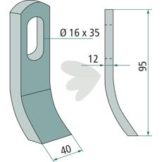 Hammer knife Turner, Noremat hole 16X35 mm