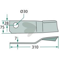 Hammer knife Votex and others 75X310mm hole 30 mm