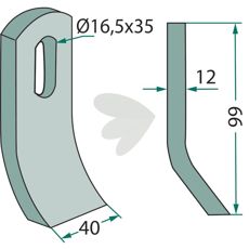 Hammer knife Herder and others 40X95mm hole 16.5X35 mm