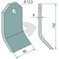 Blade knife OMARV et al. 80X142 mm hole 12.5 mm