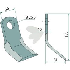 Y-blade OMARV 50X130mm, hole 25.5mm