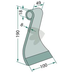 Blade knife Kverneland, Maletti hole 18 mm