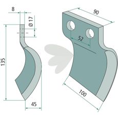 Right Knife Davis 100X135