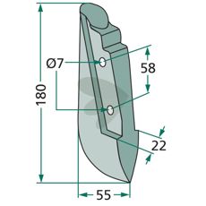 Seed harrow Kverneland / Accord etc. 22X180mm hole 7mm
