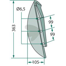 Seed harrow Kverneland / Accord etc. 363mm hole 6.5mm