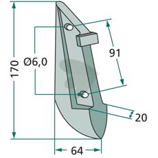 Seed harrow Amazone etc. 20X170mm hole 6mm