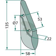 Seed harrow Amazone, Isaria etc. 22X135mm hole 7 mm