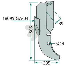 Seed harrow Gaspardo etc. 39X505mm hole 14mm