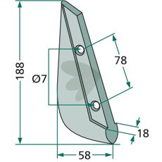 Seed harrow Isaria etc. 18X188mm hole 7mm