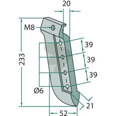 Seed harrow Isaria etc. 21X233mm hole 6mm