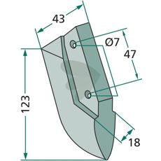 Seed harrow Kverneland / Accord etc. 18X123mm hole 7mm