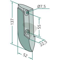 Seed harrow Lely etc. 22.5X137mm hole 7.5mm