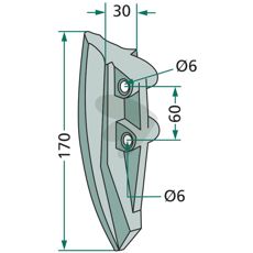 Seed harrow Monosem etc. 30X170mm hole 6mm