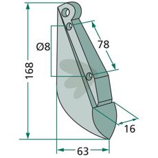 Seed harrow Kongskilde / Nordsten etc. 16X168mm hole 8mm