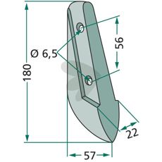 Seed harrow Sicma etc. 22X180mm hole 6.5mm