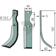 Rotary Tiller Blade Right - RL319
