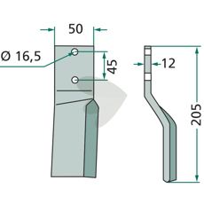Rotary knife 205mm Right