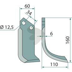Milling knife Right - Hol1540/215