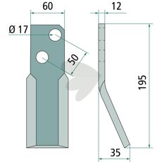 Rotary tiller knife Forigo-Roteritalia c-c 50mm hole 17mm