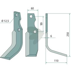 Rotary Tiller Knife Goldoni c-c 99mm hole 12.5mm