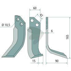 Rotary Tiller Knife Goldoni c-c 42mm hole 10.5mm