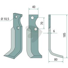 Rotary Tiller Knife Goldoni c-c 70mm hole 10.5mm