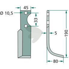 Rotary Tiller Knife Goldoni c-c 33mm hole 10.5mm