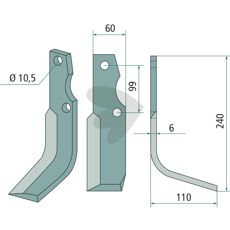 Rotary Tiller Knife Goldoni c-c 99mm hole 10.5mm