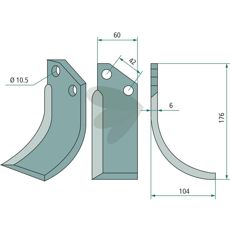Rotary Tiller Knife Goldoni, Fort c-c 42mm hole 10.5mm