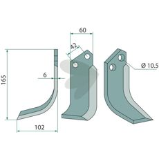 Rotary Tiller Knife Goldoni c-c 40mm hole 12.5mm