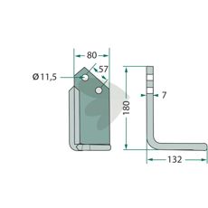 Rotary Hoe Knife Howard / Kongskilde c-c 57mm hole 11.5mm