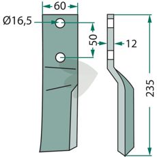 Rotary Knife Howard / Kongskilde, height 235mm