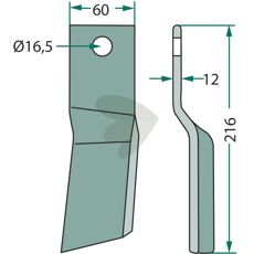 Rotary knife Howard / Kongskilde, height 216mm
